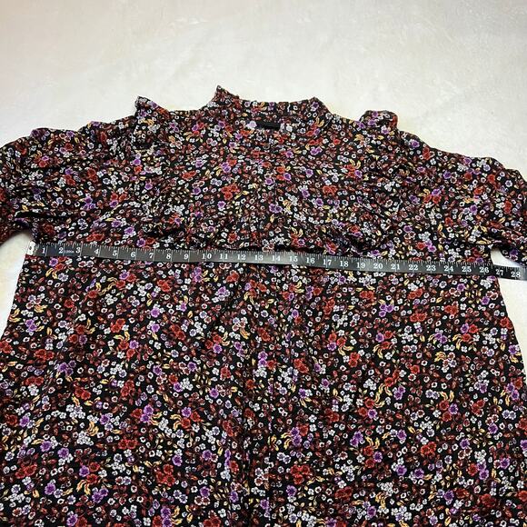 Who What Wear Floral Button Up Blouse Size 1X Ruffle Trim Prairie Cottagecore - Picture 9 of 11